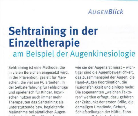 Sehtraining in der Einzeltherapie am Beispiel der Augenkinesiologie